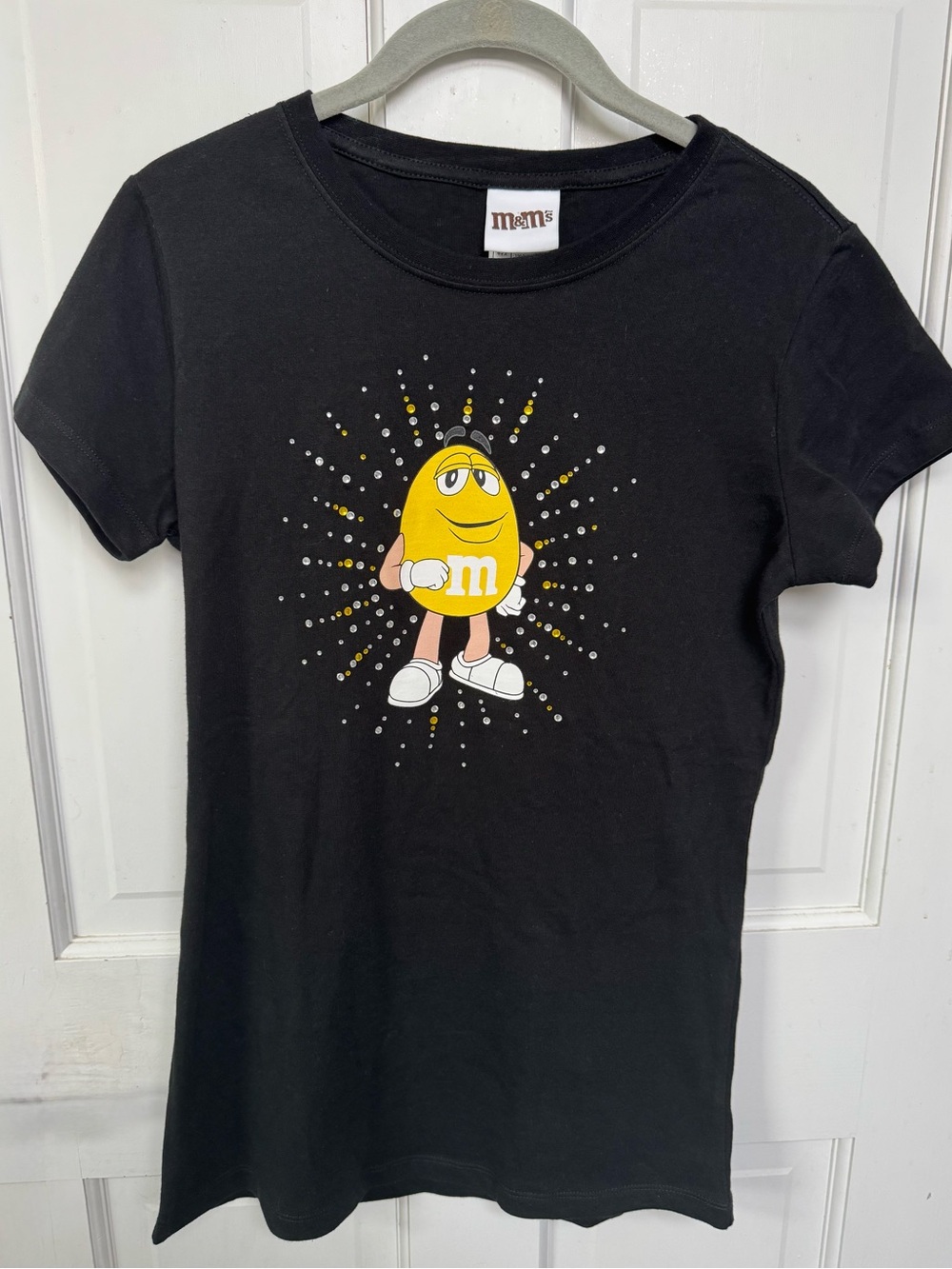 M&M'S Women’s Embellished Black Tee with Yellow Character